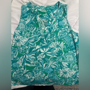NWOT Green and White Patterned Cotton Lilly Pilitzer Tank top xl